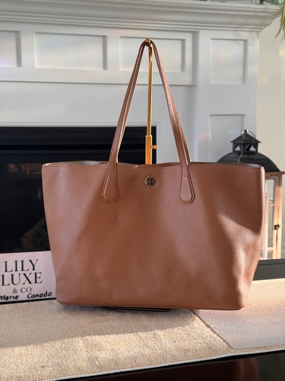 Tory Burch Cognac Pebbled Leather Tote